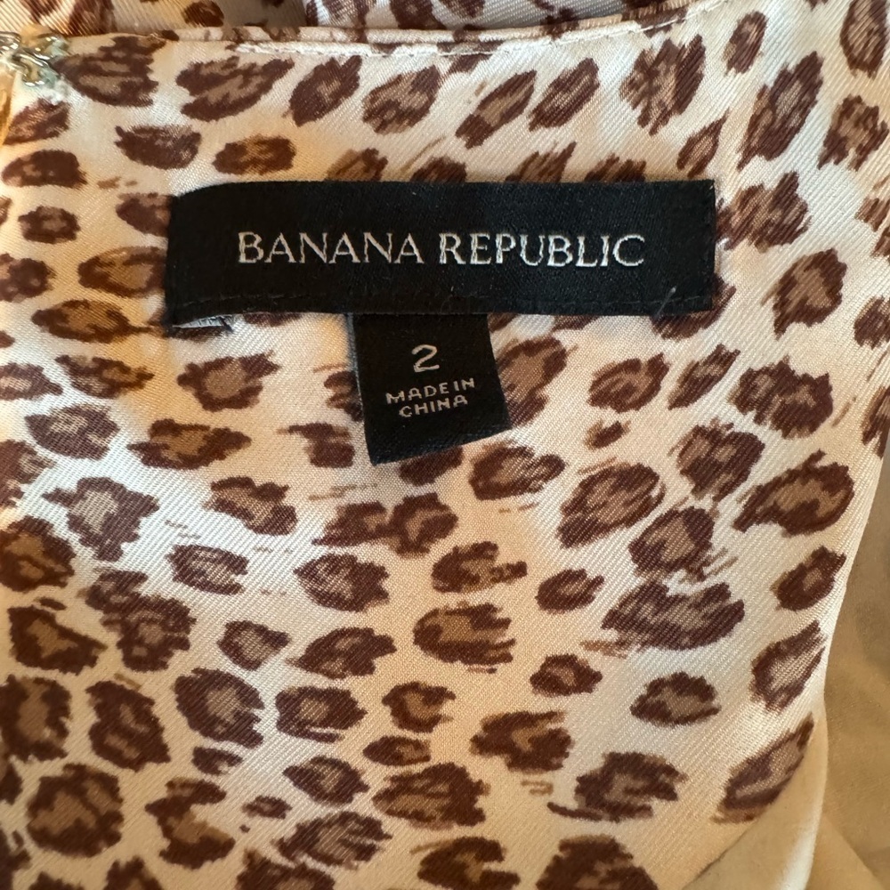 Banana Republic Leopard Print Mini Dress Flounce Sleeve Sz 2 - Picture 6 of 11